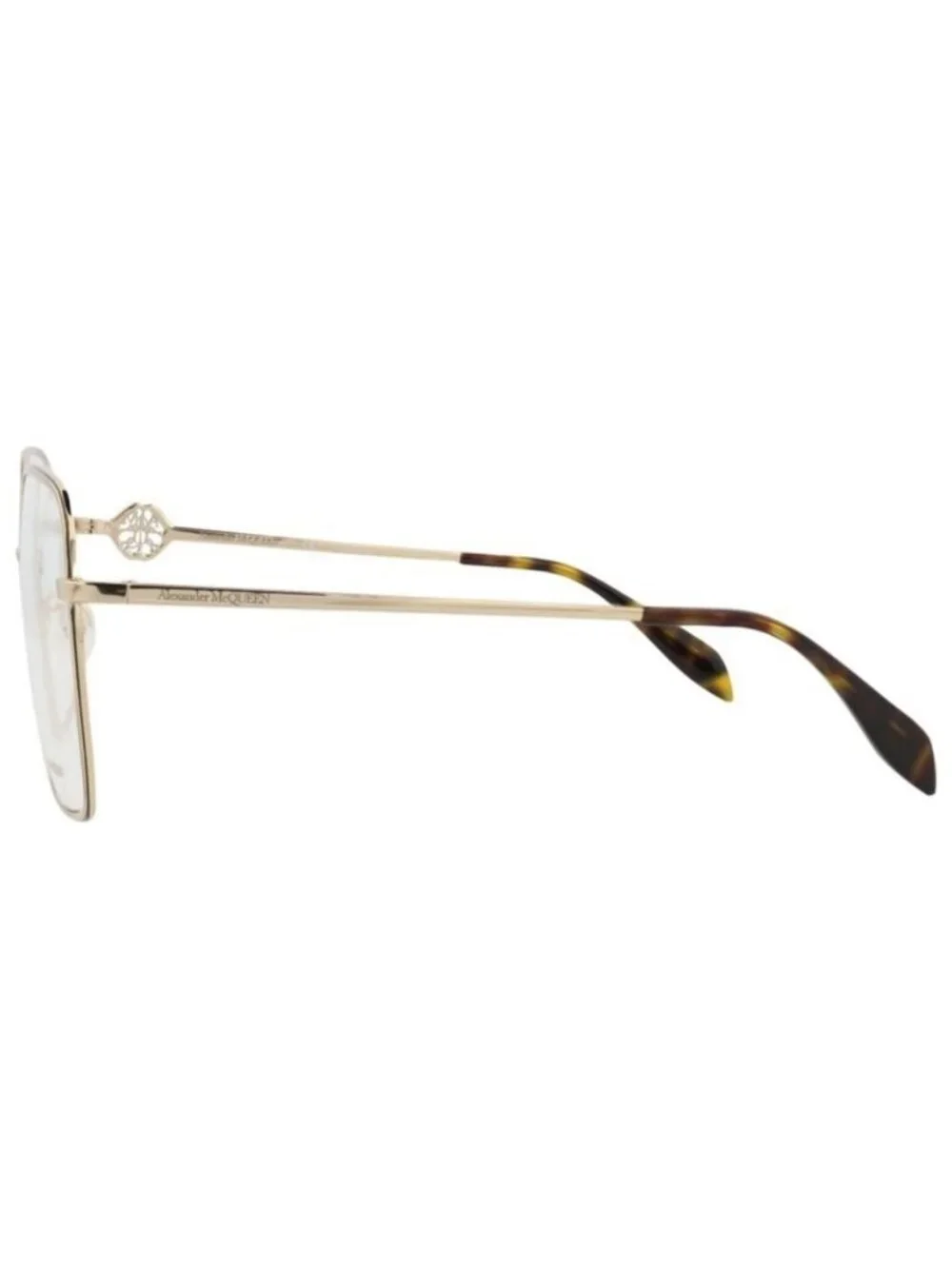 New Alexander McQueen Womens Square/Rectangle Gold Gold Transparent Fashion Desi